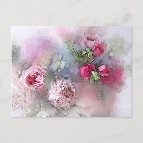 Custom Elegant Watercolor Art Modern Roses Invitation Postcard