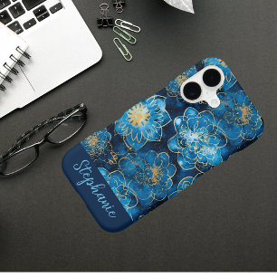 Custom Elegant Watercolor Blue Gold Floral   iPhone 17 Case