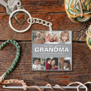 Custom Elegant We love you grandma Photo collage Keychain