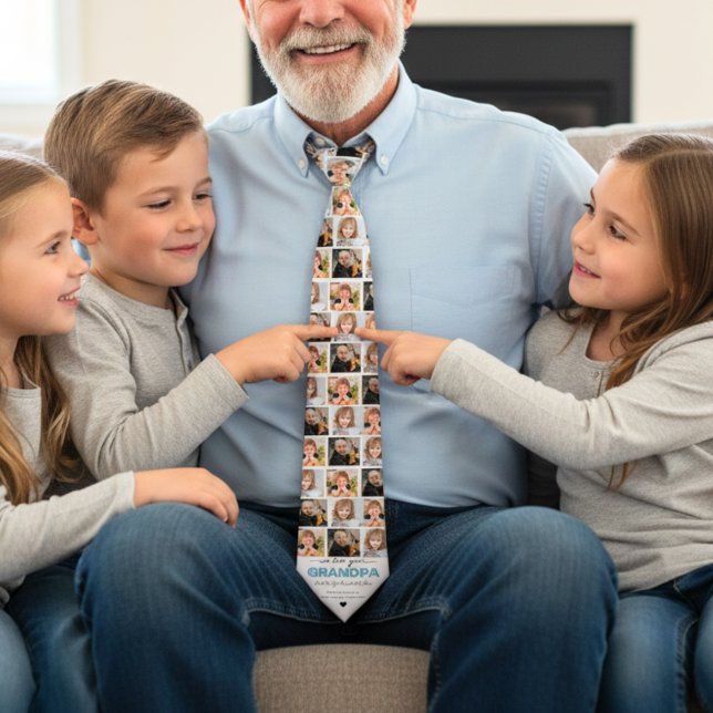 Custom Elegant We love you grandpa Photo collage Neck Tie (Creator Uploaded)