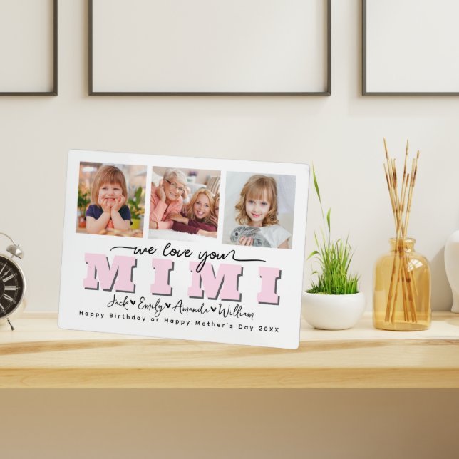 Custom Elegant We love you Mimi Photo collage Plaque (Creator Uploaded)