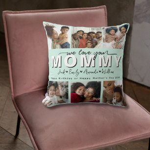 Custom Elegant We love you Mommy Photo collage Throw Pillow