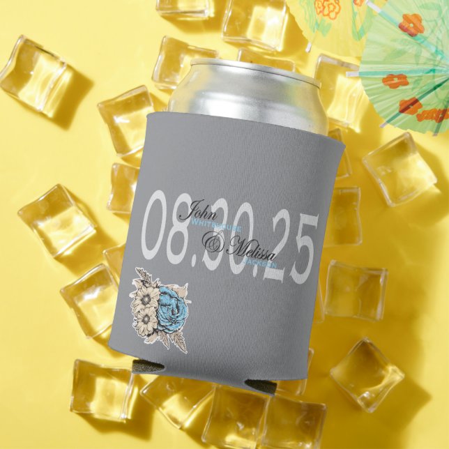 Custom Elegant Wedding day Favor  Can Cooler (In Situ Summer)