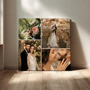 Custom Elegant Wedding Family Photo Collage Canvas Print