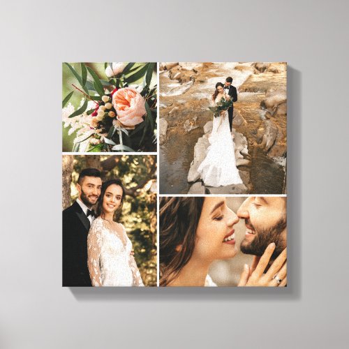 Custom Elegant Wedding Family Photo Collage Canvas Print