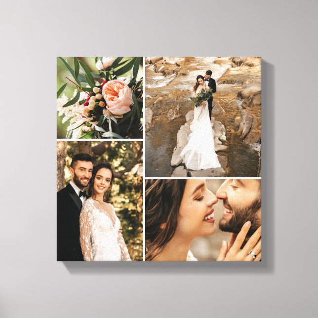 Custom Elegant Wedding Family Photo Collage Canvas Print (Front)