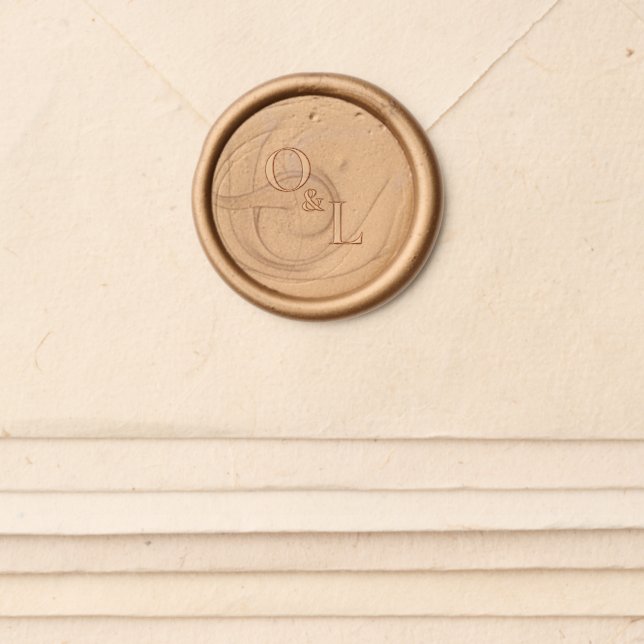 Custom Elegant Wedding Monogram Gold Wax Seal Sticker (Front)