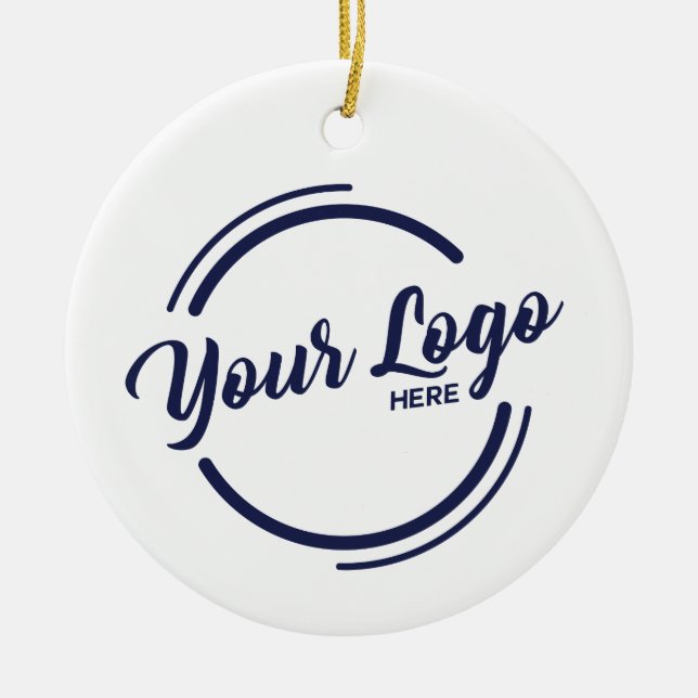 CUSTOM Elegant White Company Logo Ceramic Ornament (Front)