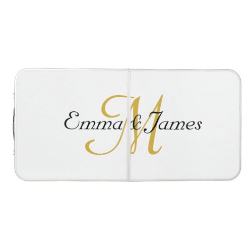 Custom Elegant White Gold Monogram Wedding Party  Beer Pong Table