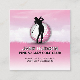 Custom Elegant Women Golfer Monogram Design Enclosure Card