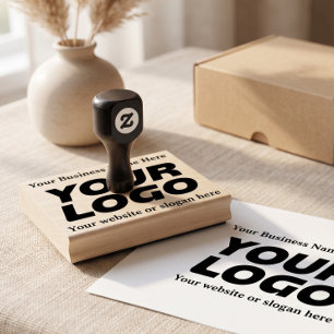 Custom Elegant XXL Large Business Logo and Text Rubber Stamp