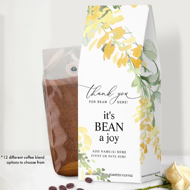 Custom Elegant Yellow Floral Coffee Bean Favor (Creator Uploaded)
