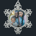 Custom Elegant Your Family Photo Vintage Christmas Snowflake Pewter Christmas Ornament<br><div class="desc">Customize this elegant Christmas ornament with your own family photo and the year in white vintage typography.  Start a new tradition to create your family's own personal ornament each Christmas.   A wonderful gift to give to parents,  grandparents,  or to keep for yourself. Also available in other styles.</div>