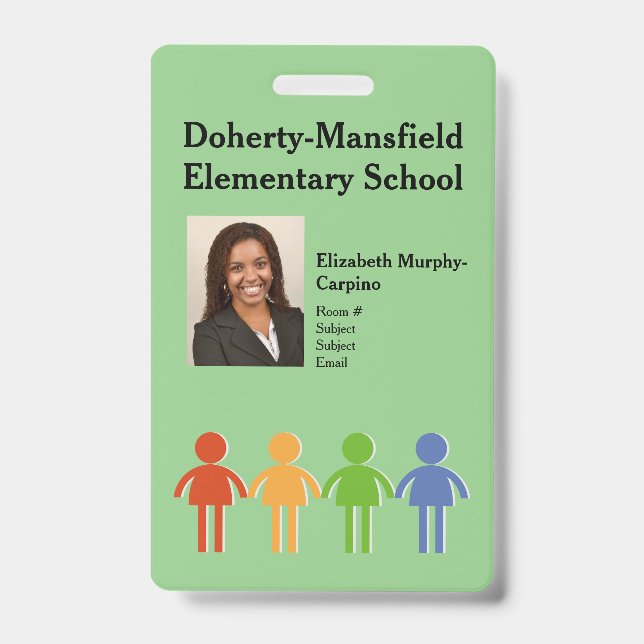 Custom Elementary School Photo ID Security Badge (Front)