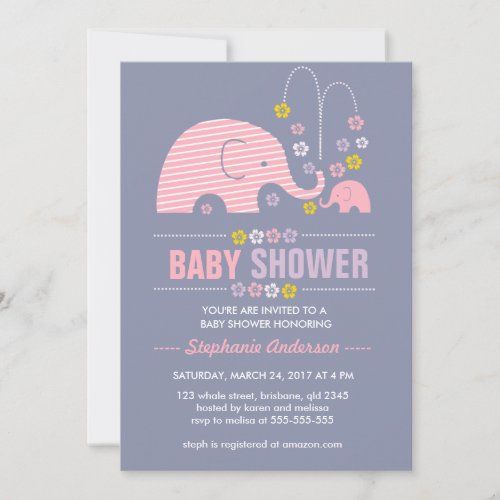Custom elephant baby shower invitation