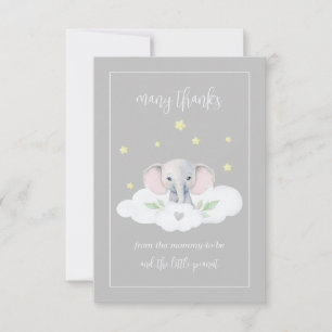 Custom Elephant Grey Baby Shower Thank You Cards
