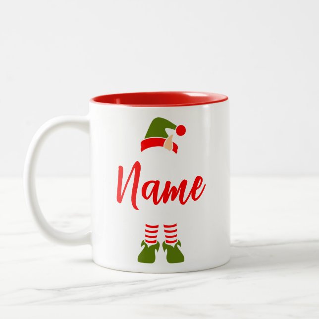 Custom Elf Mug, Personalized Christmas Coffee Mug (Left)