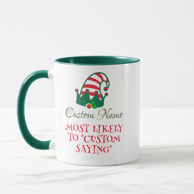 Custom Elf Name Mug - Festive Christmas Cup (Left)