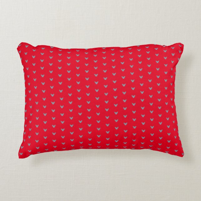 Custom Elf Sphynx Cat Heads Silver Glitter Red Accent Pillow (Front)