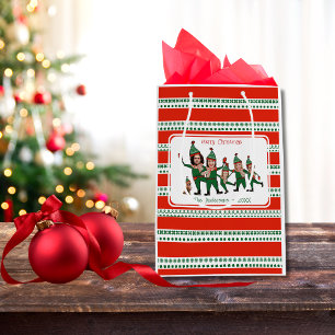 Custom Elf Your Family of Six Including Dog Funny Medium Gift Bag