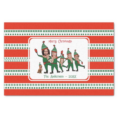 Custom Elf Your Family of Six Including Dog Funny Tissue Paper