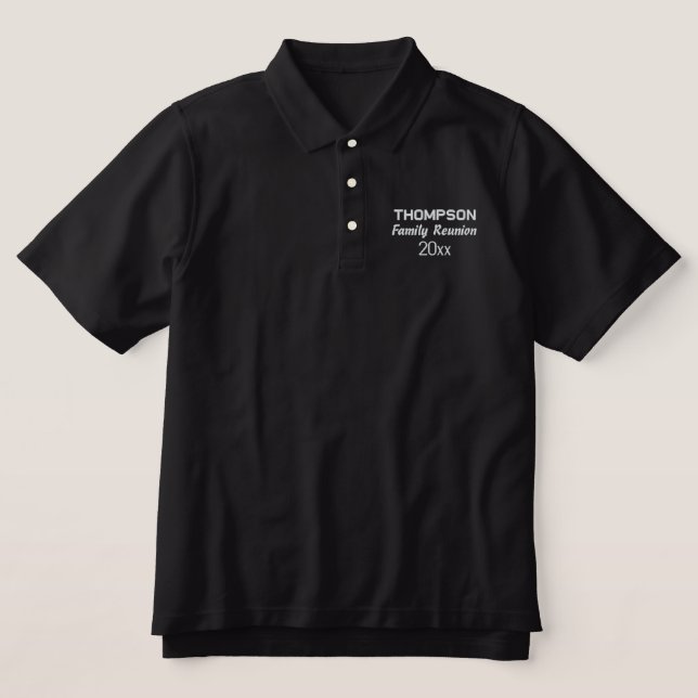 Custom Embroidered Family Reunion Polo Shirts (Design Front)