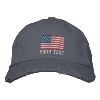 Custom Embroidered Hats With American Flag Logo by iprint at Zazzle
