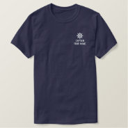Custom Embroidered Navy Blue Boat Captain Shirts at Zazzle