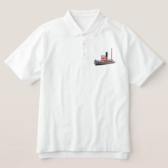 Custom Embroidered Polo- Steam Tugboat Polo Shirt (Design Front)