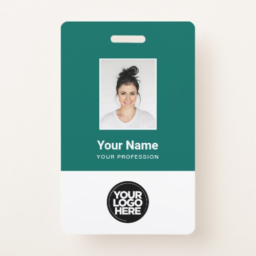 Custom Emerald Employee Photo Bar Code Logo Name Badge