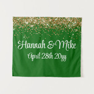Custom Emerald Gold Wedding Backdrop Photo Booth