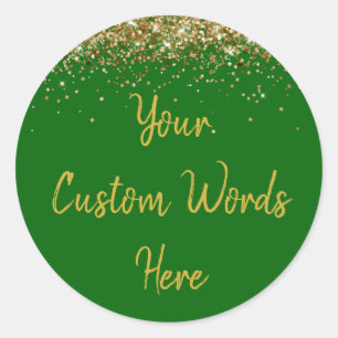 Custom Emerald Green and Gold Birthday Party Favor Classic Round Sticker