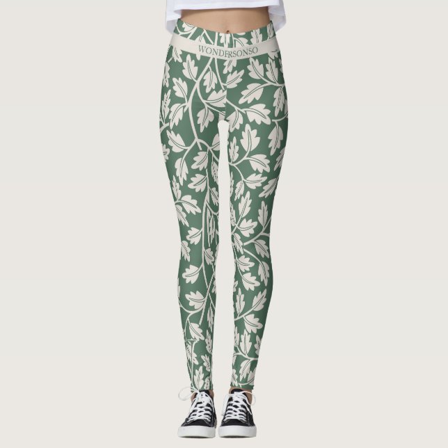 Custom Emerald Green Flower before wedding Leggings (Front)