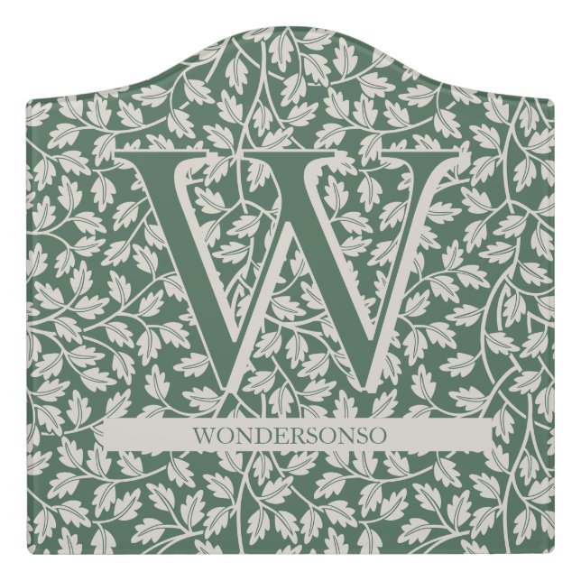 Custom Emerald Green Flower bride wedding Door Sign (Large Crest Front)