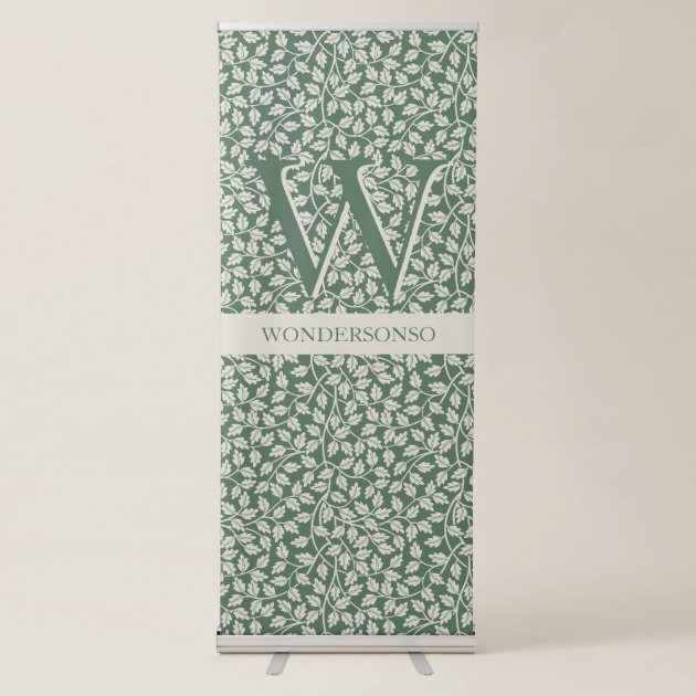 Custom Emerald Green Flower Pattern Retractable Banner