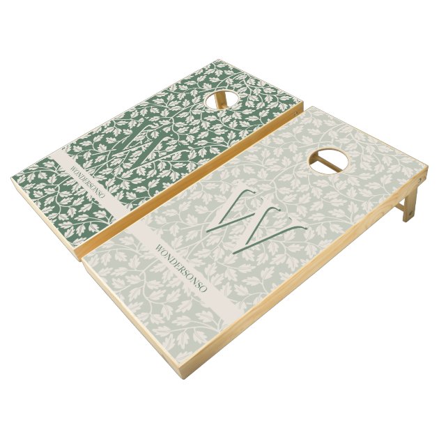 Custom Emerald Green Flower two dual Cornhole Set