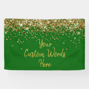 Custom Emerald Green & Gold Birthday Party Prop Banner