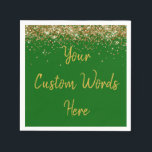Custom Emerald Green & Gold Glitter Birthday Party Napkins<br><div class="desc">personalized sweet 16 paper napkin,  personalised 1st 15th 16th serviette,  wedding reception cocktail hen do,  quinceanera mis quince for her,  couple rehearsal dinner vow renewal,  daughter bridal shower high school,  son college graduate baby boy,  25th anniversary 30th 40th 50th,  girl bachelorette weekend night 18th,  20th 21st wife husband graduation</div>