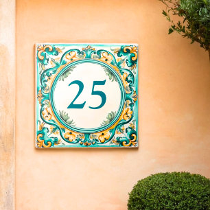 Custom Emerald Grove House Number Ceramic Tile