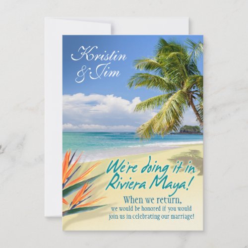 CUSTOM EMERALD WATERS Riviera Maya wedding Invitation