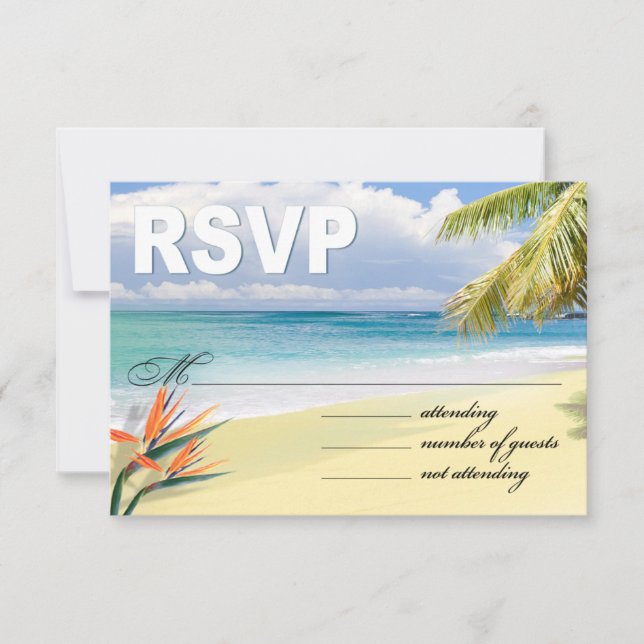 CUSTOM EMERALD WATERS RSVP (Beach) Card (Front)