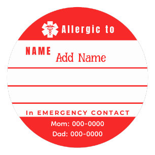  Custom Emergency Allergy Alert Stickers