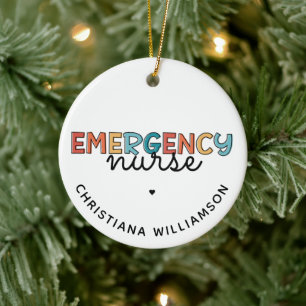 Custom Emergency Nurse ER Nurse Personalized Gifts Ceramic Ornament