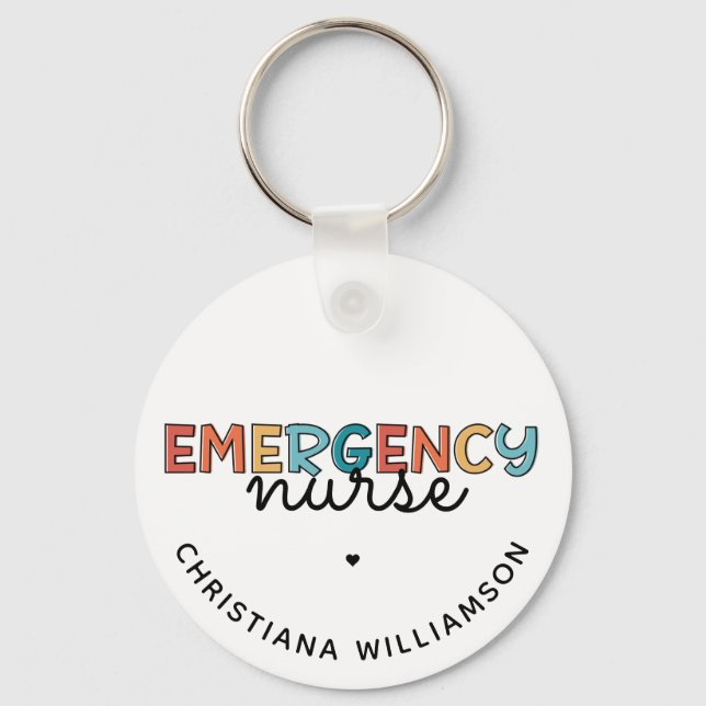 Custom Emergency Nurse ER Nurse Personalized Gifts Keychain (Front)