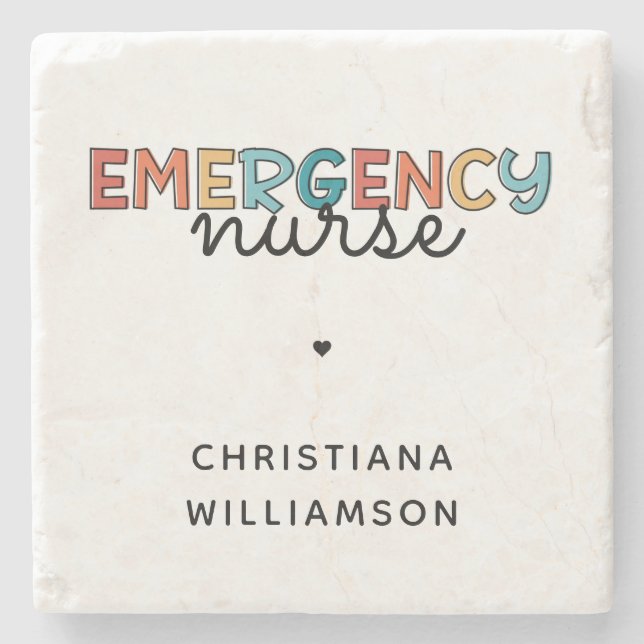 Custom Emergency Nurse ER Nurse Personalized Gifts Stone Coaster (Front)