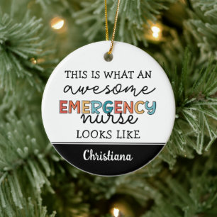 Custom Emergency Nurse Funny Awesome ER Nurse Ceramic Ornament