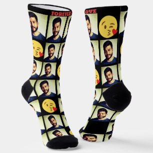 Custom emoji love photo custom text socks