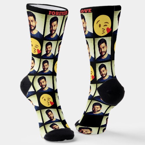 Custom emoji love photo custom text  socks