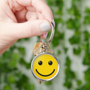 Custom Emoji Style Yellow Face Premium Round Keychain