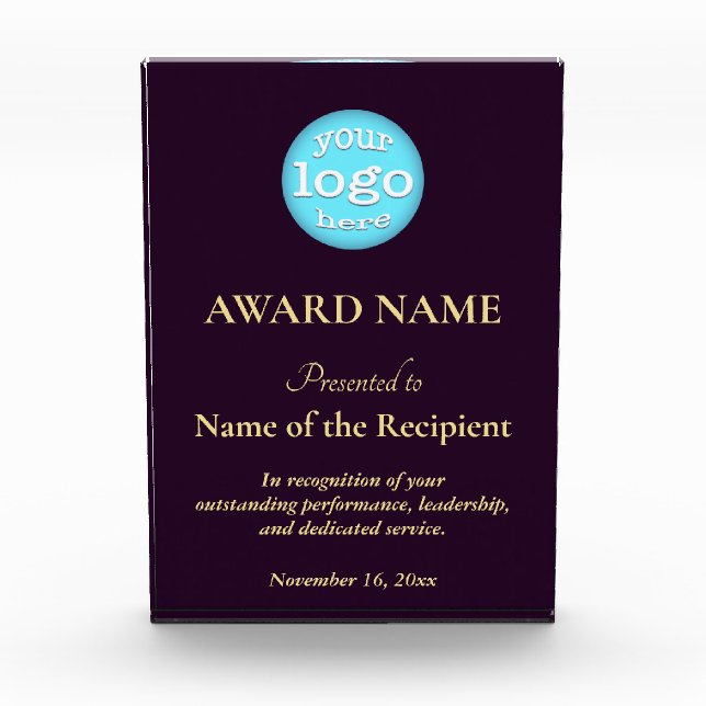 Custom Employee Appreciation Promotions Logo Gold Acrylic Award (Front)